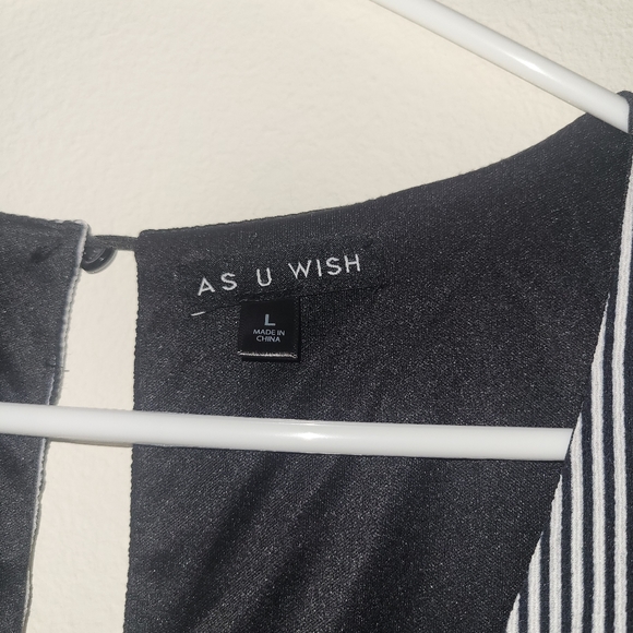 As U Wish Black & White Striped Wide Leg Romper - Picture 6 of 16